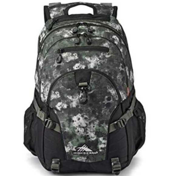 NWT High Sierra Backpack Waterproof School Hike Overnight Travel Camo Black Bag